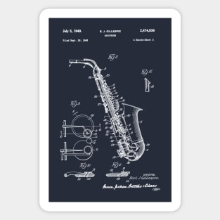 Saxophone Patent Drawing 1949 Sticker